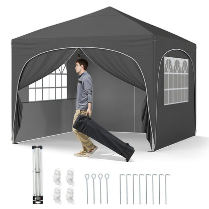 GemGear 10 x 10 ft pop up canopy tent in dark gray with 4 removable sidewalls on Tampa Home & Garden Store