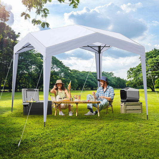 Pop-up canopy tent by GemGear, white with stakes and wind ropes for outdoor picnic on Tampa Home & Garden Store