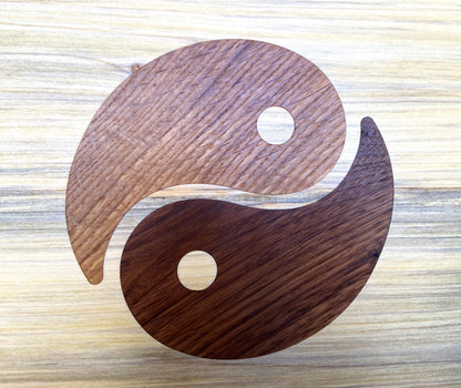 Poplar charcuterie board with Yin Yang inlay made from White Oak and Peruvian Walnut. - Tampa Home & Garden Store