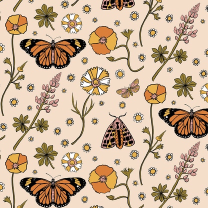 Poppy Please Wallpaper, peach and black - Tampa Home & Garden Store
