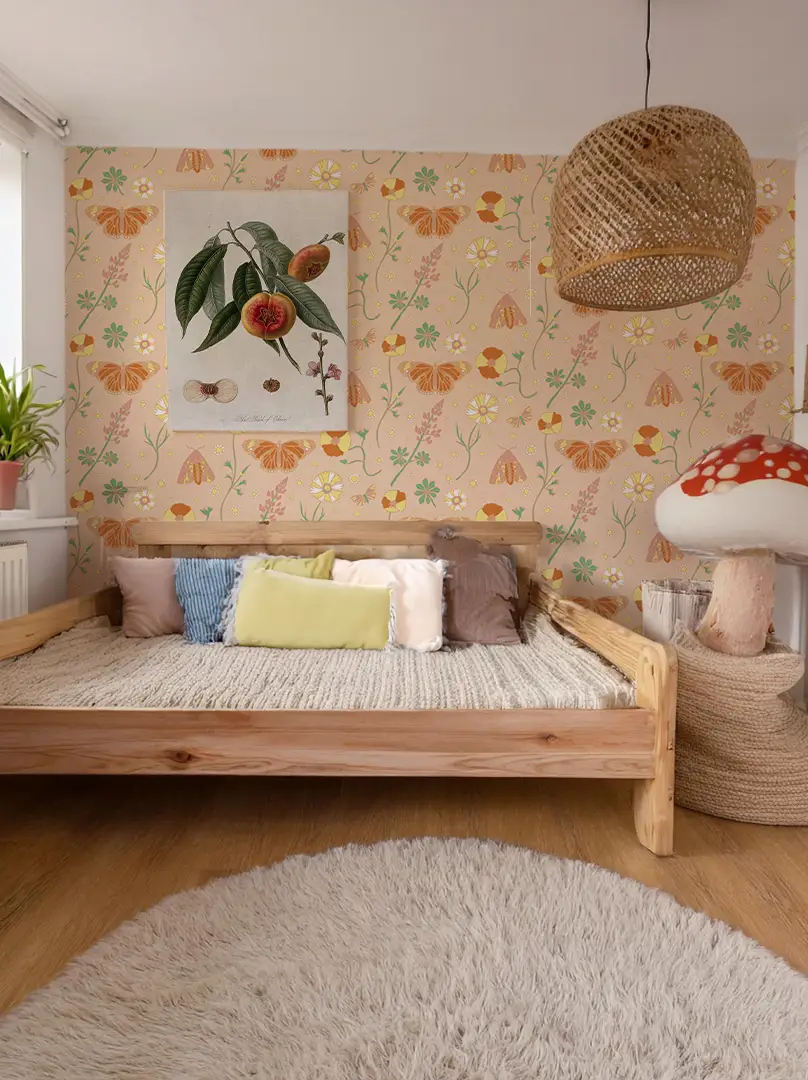 Poppy Please Wallpaper, peach and mint - Tampa Home & Garden Store