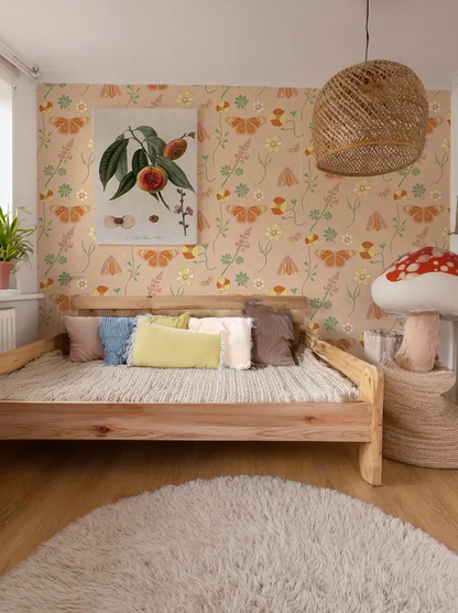 Poppy Please Wallpaper, peach and mint - Tampa Home & Garden Store