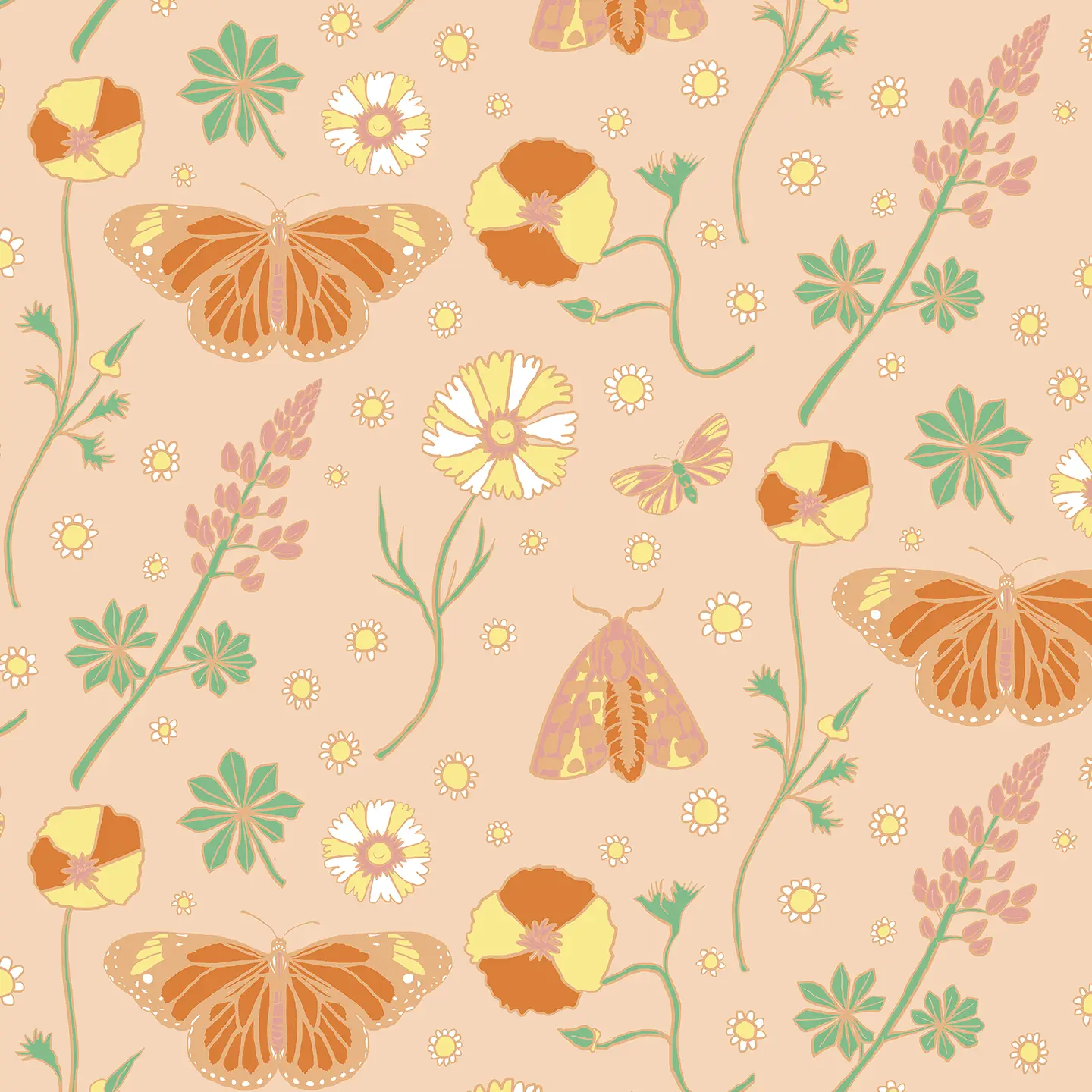 Poppy Please Wallpaper, peach and mint - Tampa Home & Garden Store