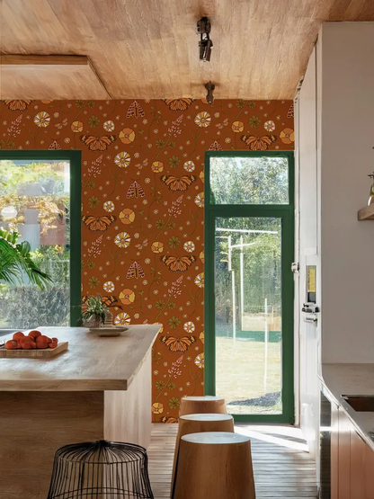 Poppy Please Wallpaper, rust - Tampa Home & Garden Store