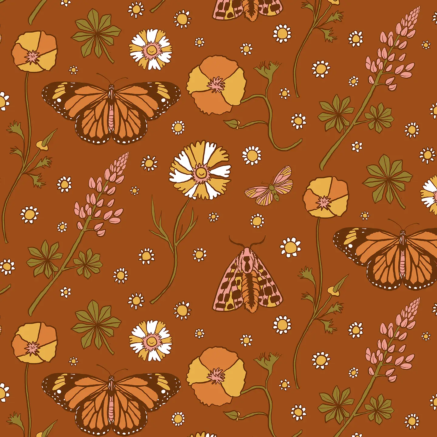 Poppy Please Wallpaper, rust - Tampa Home & Garden Store