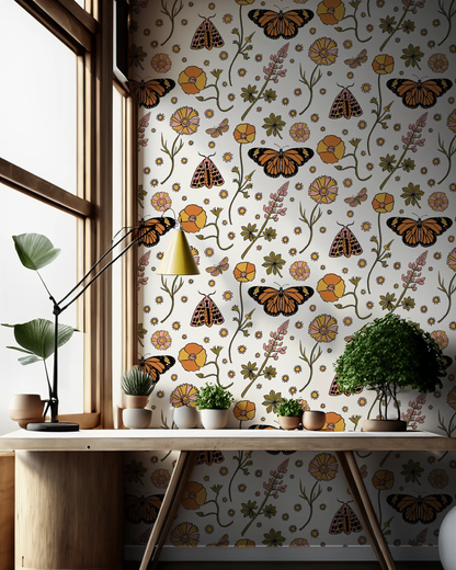 Poppy Please Wallpaper, white - Tampa Home & Garden Store