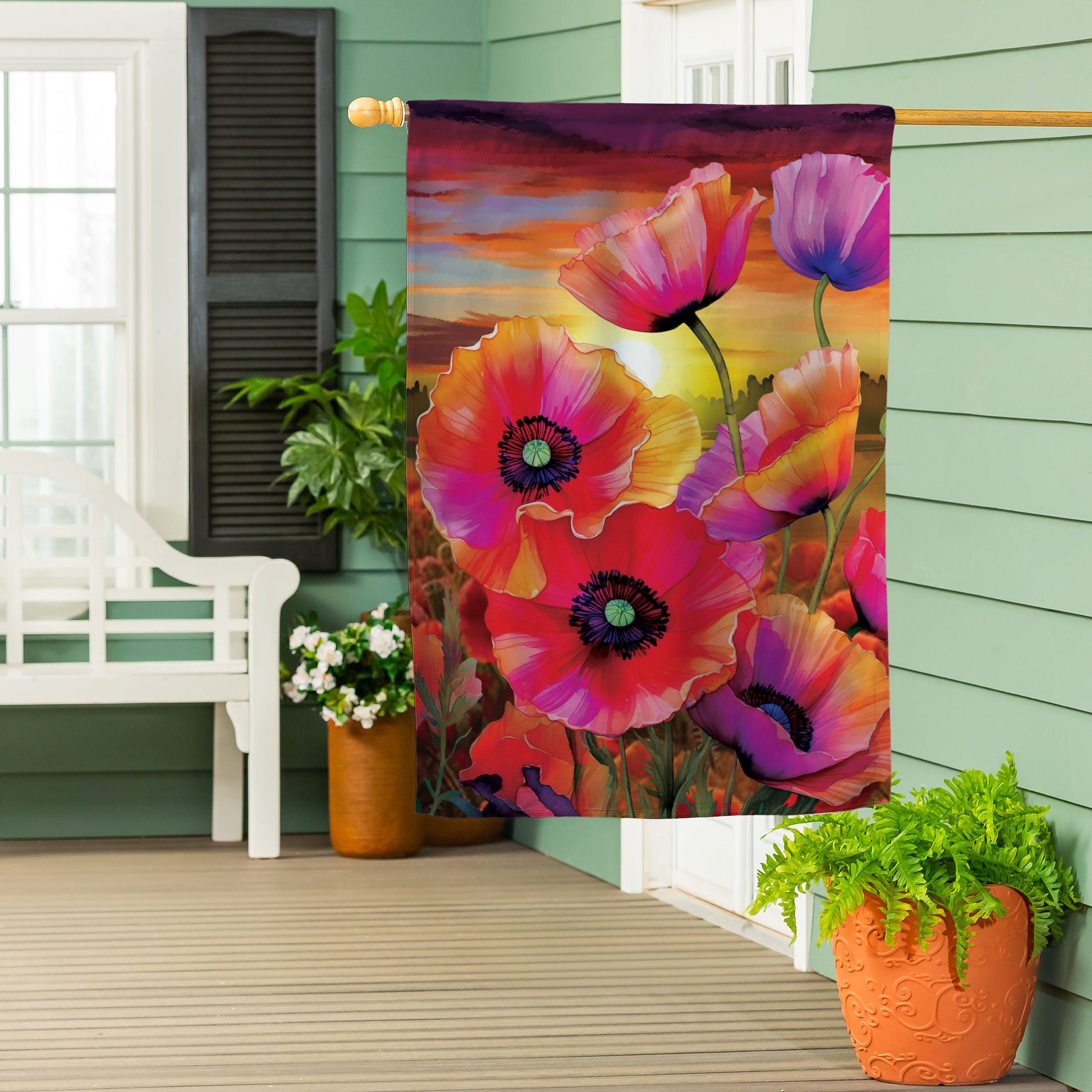 Poppy Sunset Suede House Flag - Tampa Home & Garden Store