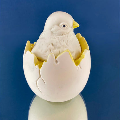 Porcelain Chick in Eggshell Jar by Dept. 56. Sugar or Storage Jar in Shape of Cute Yellow Baby Bird Hatching. Modern Farmhouse. Baby Shower. - Tampa Home & Garden Store