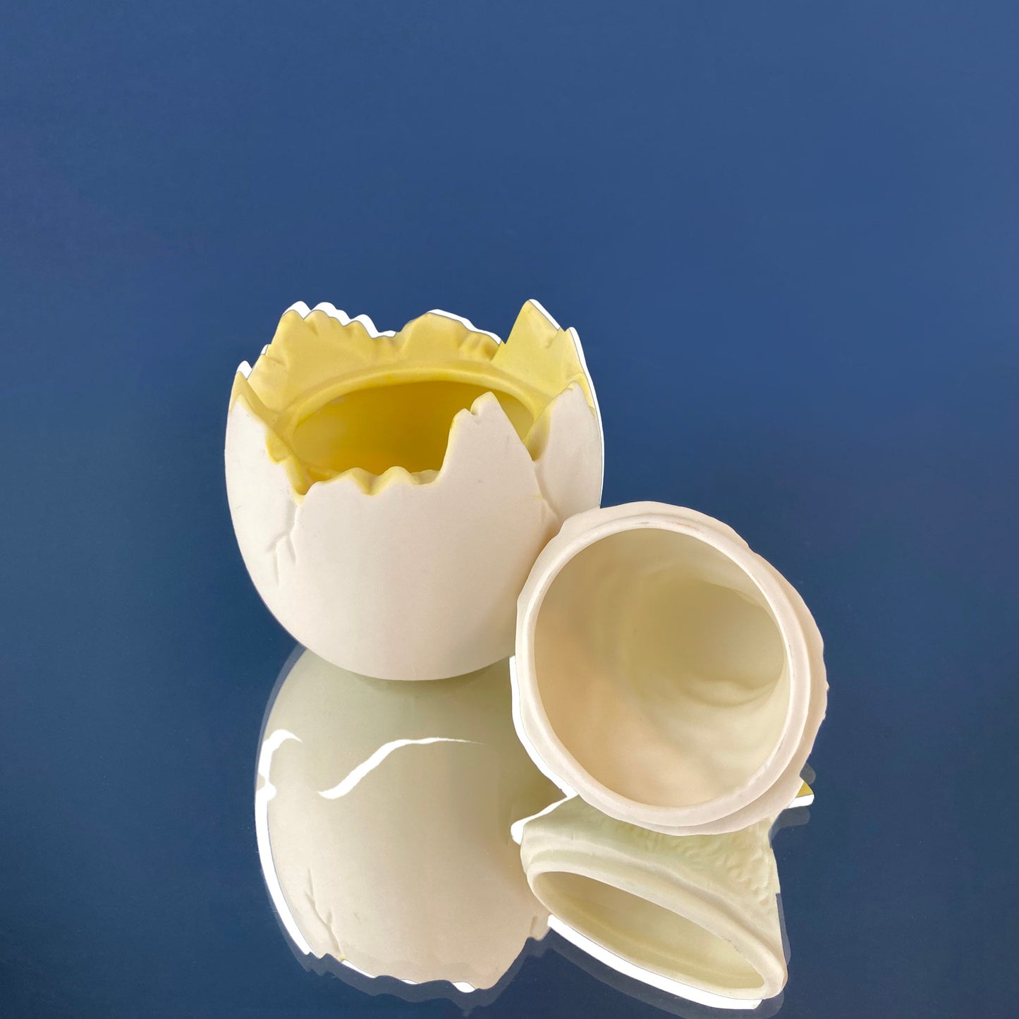 Porcelain Chick in Eggshell Jar by Dept. 56. Sugar or Storage Jar in Shape of Cute Yellow Baby Bird Hatching. Modern Farmhouse. Baby Shower. - Tampa Home & Garden Store