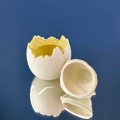 Porcelain Chick in Eggshell Jar by Dept. 56. Sugar or Storage Jar in Shape of Cute Yellow Baby Bird Hatching. Modern Farmhouse. Baby Shower. - Tampa Home & Garden Store