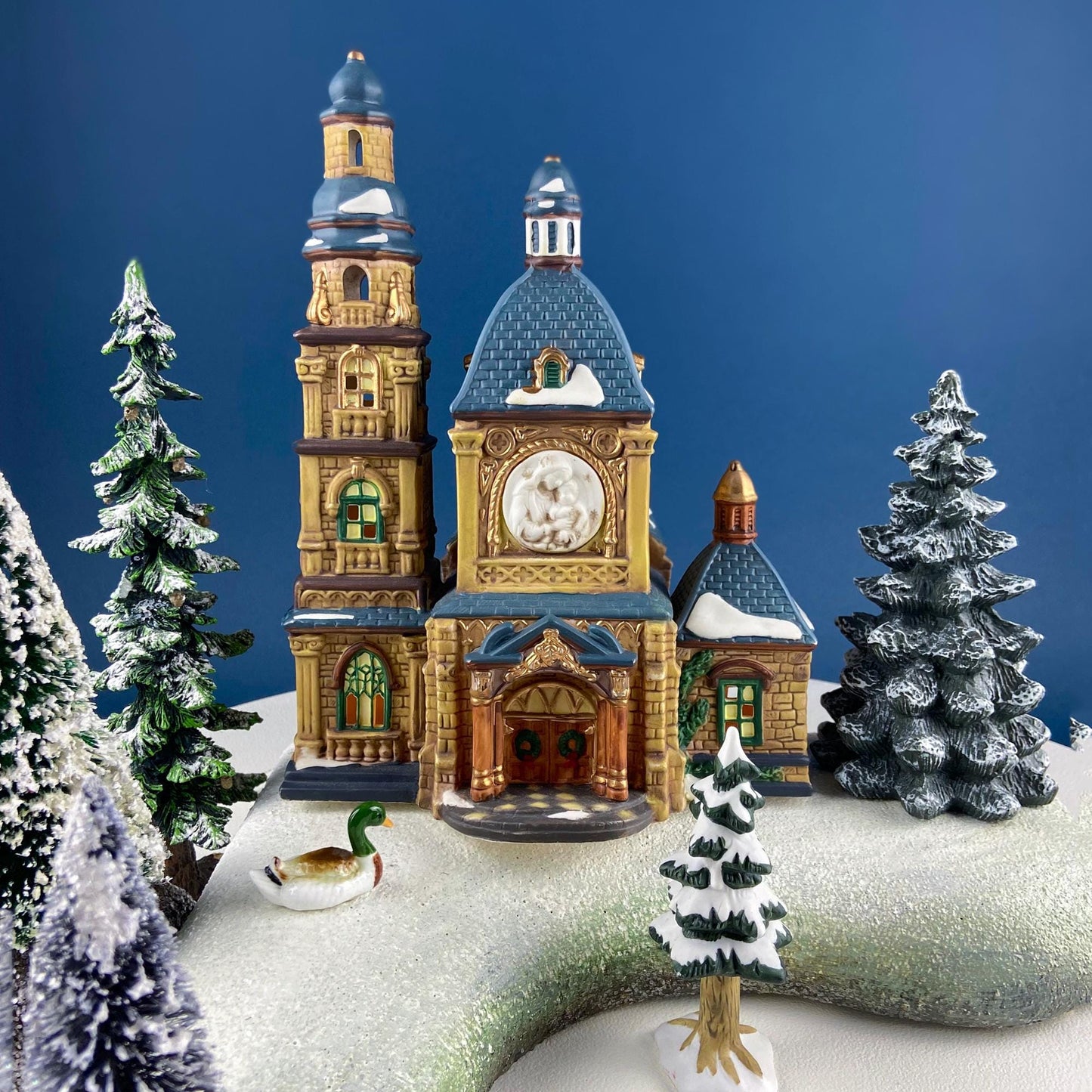 Porcelain Christmas Village Cathedral. Large Illuminated House of Worship by Grandeur Noel Collector's Edition. Home Retail Holiday Decor. - Tampa Home & Garden Store