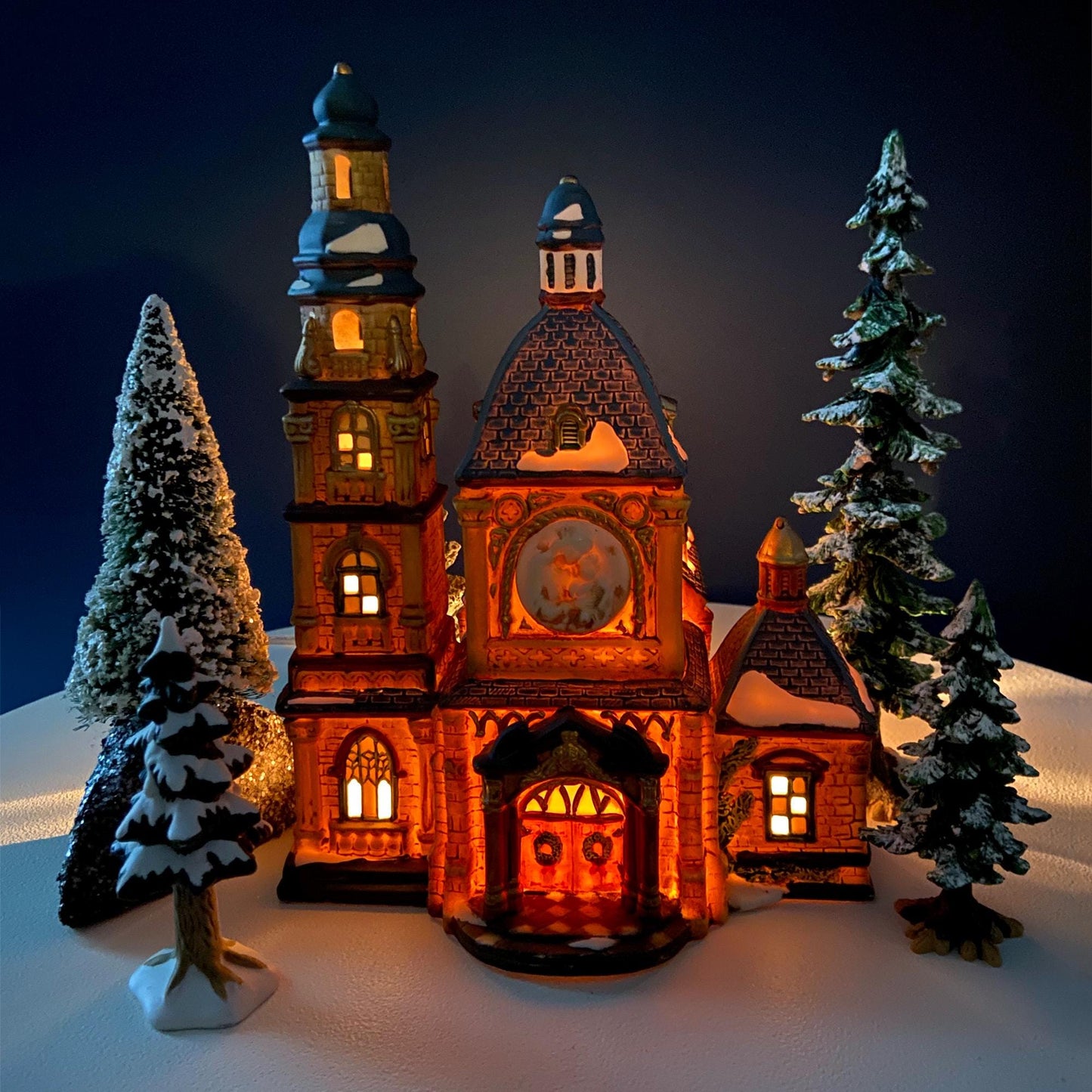 Porcelain Christmas Village St. Mary's Cathedral. Illuminated House of Worship. Home Retail Holiday Decor. Christmas Celebration. Kids Room. - Tampa Home & Garden Store