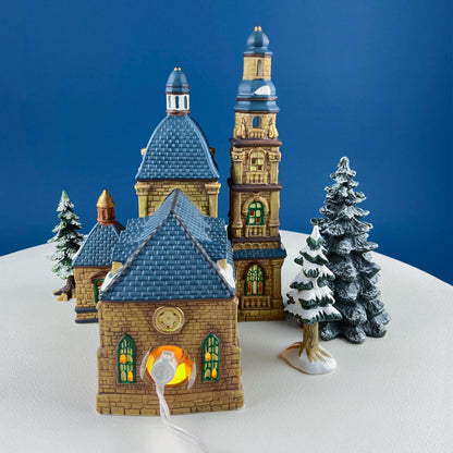 Porcelain Christmas Village St. Mary's Cathedral. Illuminated House of Worship. Home Retail Holiday Decor. Christmas Celebration. Kids Room. - Tampa Home & Garden Store