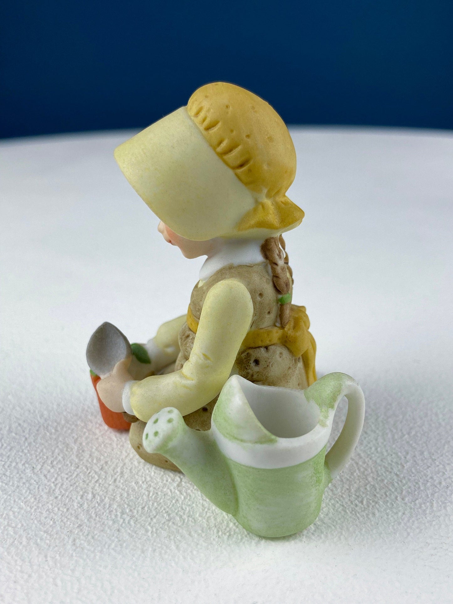 Porcelain Figurine by Marks & Rosenfeld of Little Girl Planting Flowers. Paired with Porcelain Birds in Nest. Gift for Mom, Grandma, Partner - Tampa Home & Garden Store
