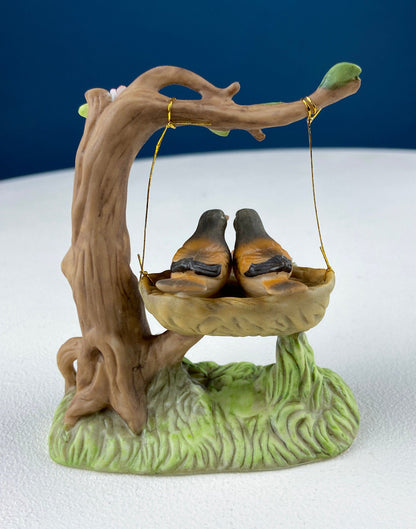 Porcelain Figurine by Marks & Rosenfeld of Little Girl Planting Flowers. Paired with Porcelain Birds in Nest. Gift for Mom, Grandma, Partner - Tampa Home & Garden Store