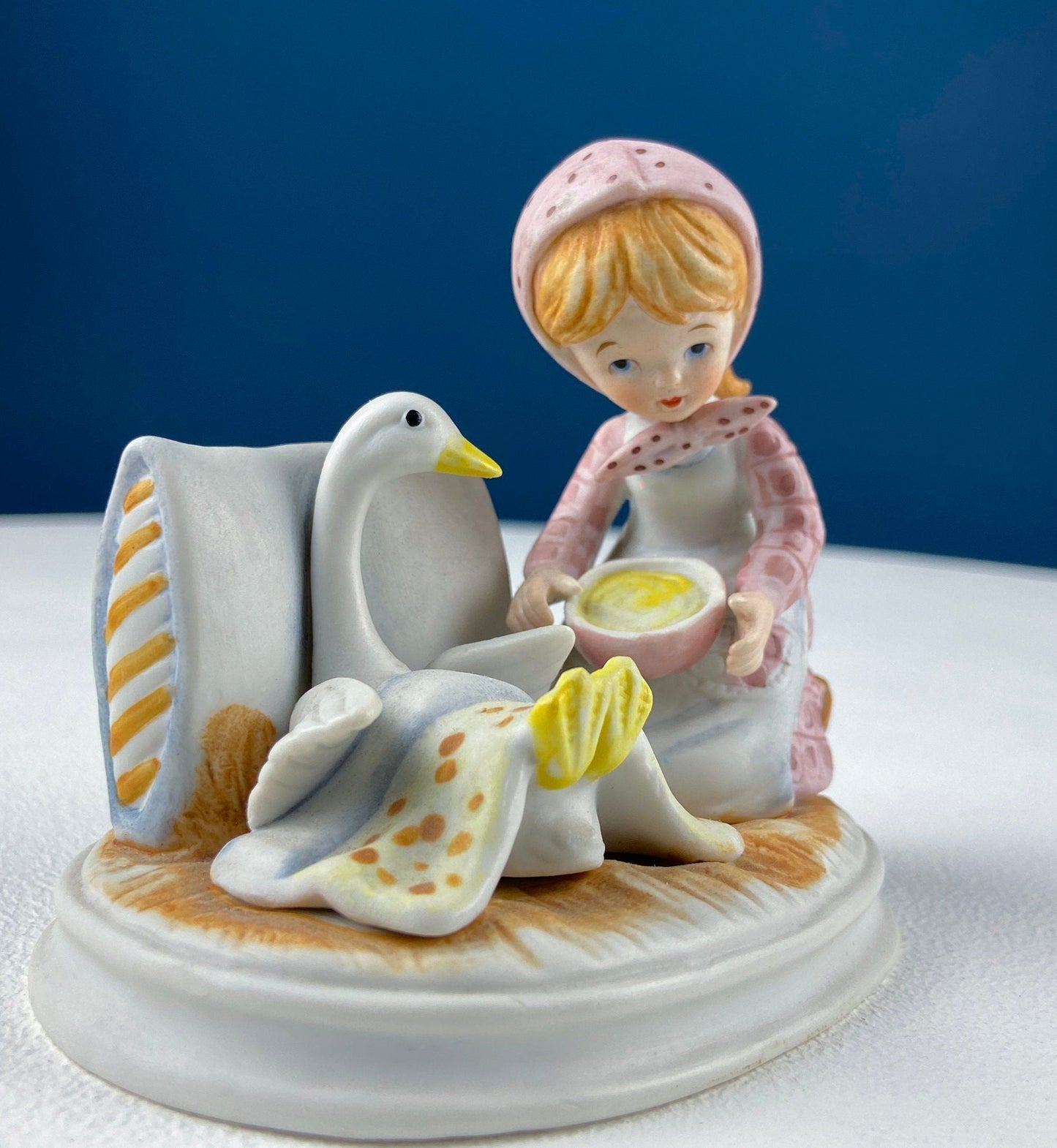 Porcelain Figurine by Marks & Rosenfeld of Little Girl Planting Flowers. Paired with Porcelain Birds in Nest. Gift for Mom, Grandma, Partner - Tampa Home & Garden Store