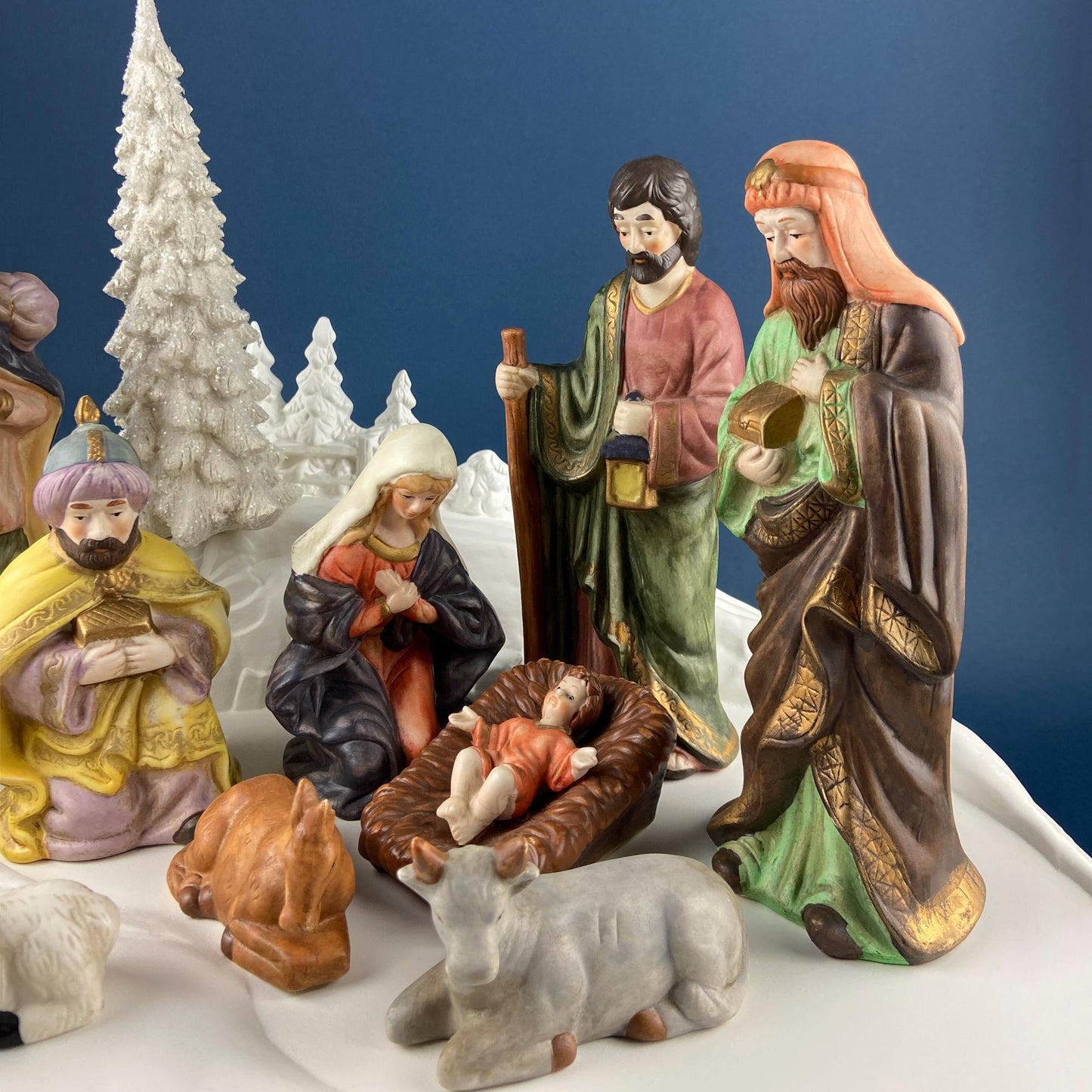 Porcelain Nativity Set. Christmas Fantasy Ltd Nativity Set. 9" Figurines. Seasonal Christmas Display. Beautifully Detailed. - Tampa Home & Garden Store