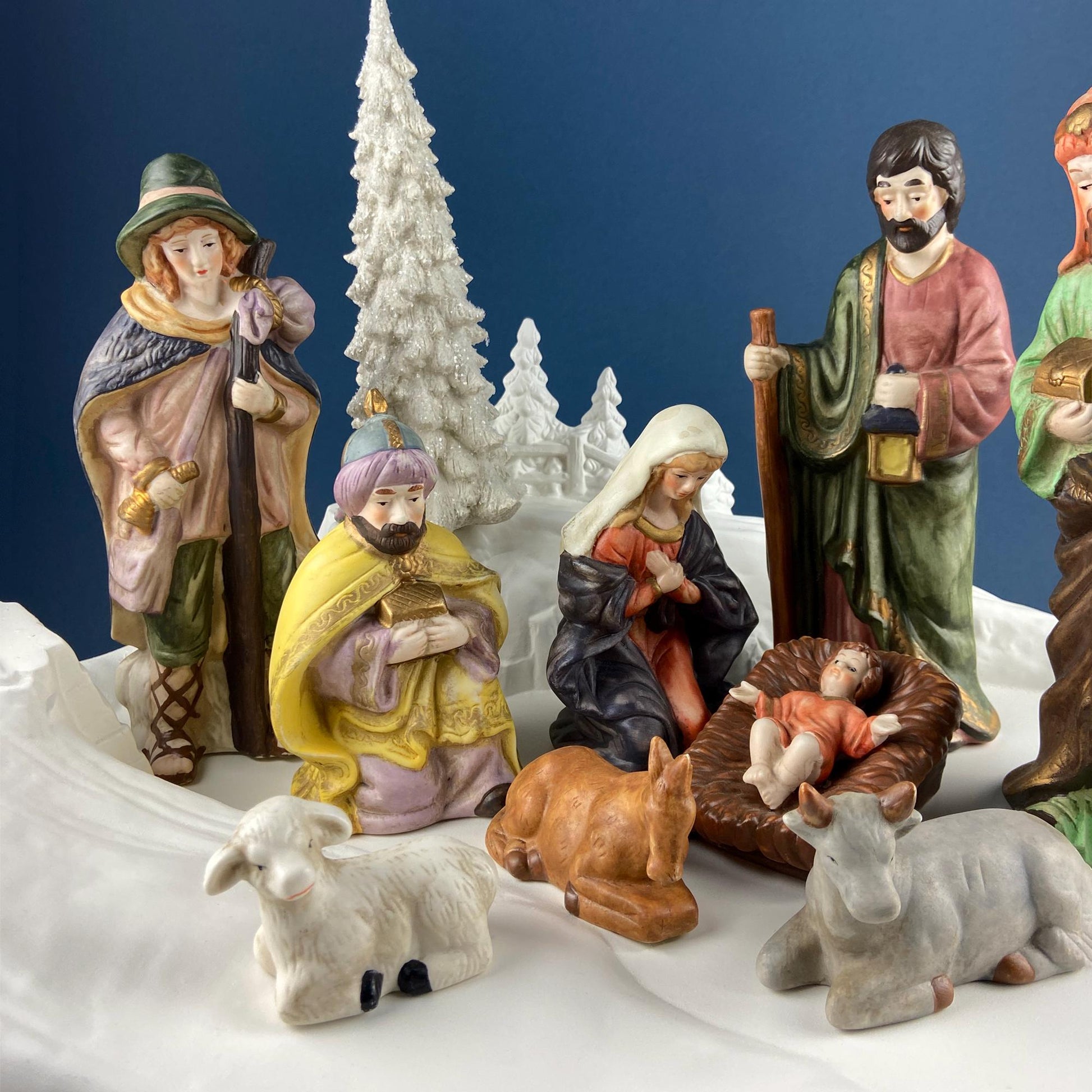 Porcelain Nativity Set. Christmas Fantasy Ltd Nativity Set. 9" Figurines. Seasonal Christmas Display. Beautifully Detailed. - Tampa Home & Garden Store