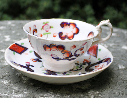 Porcelain teacup and saucer - Hand painted in Japan - Tampa Home & Garden Store