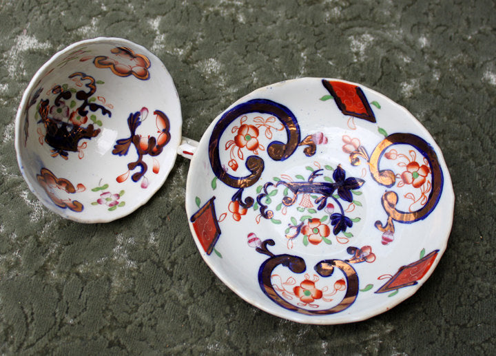 Porcelain teacup and saucer - Hand painted in Japan - Tampa Home & Garden Store