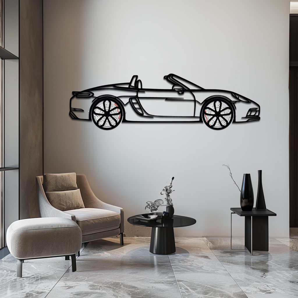 Porsche 718 Boxster GTS Metal Wall Art – Rotating Wheels – Luxury Car Silhouette Decor,KAFMEKA053 - Tampa Home & Garden Store