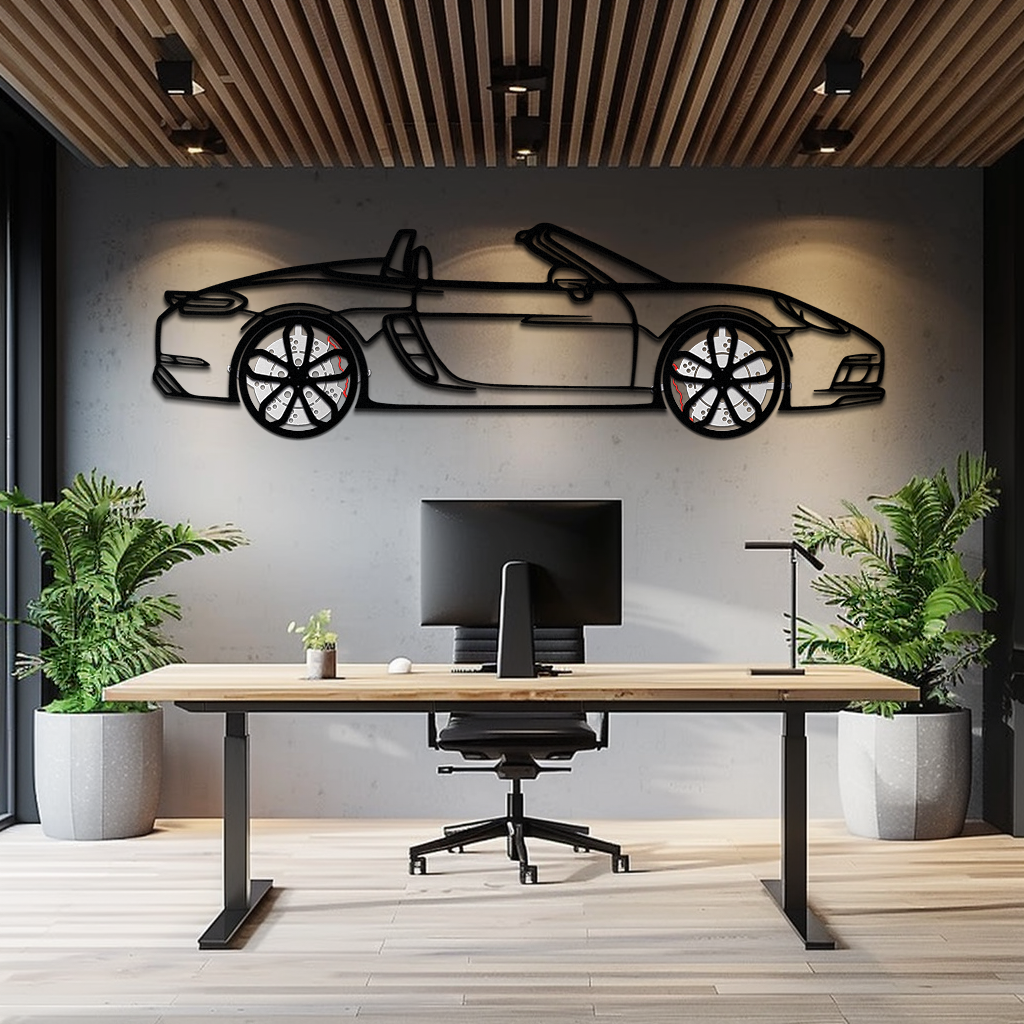 Porsche 718 Boxster GTS Metal Wall Art – Rotating Wheels – Luxury Car Silhouette Decor,KAFMEKA053 - Tampa Home & Garden Store