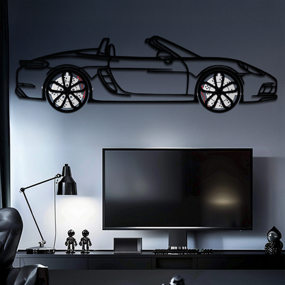 Porsche 718 Boxster GTS Metal Wall Art – Rotating Wheels – Luxury Car Silhouette Decor,KAFMEKA053 - Tampa Home & Garden Store
