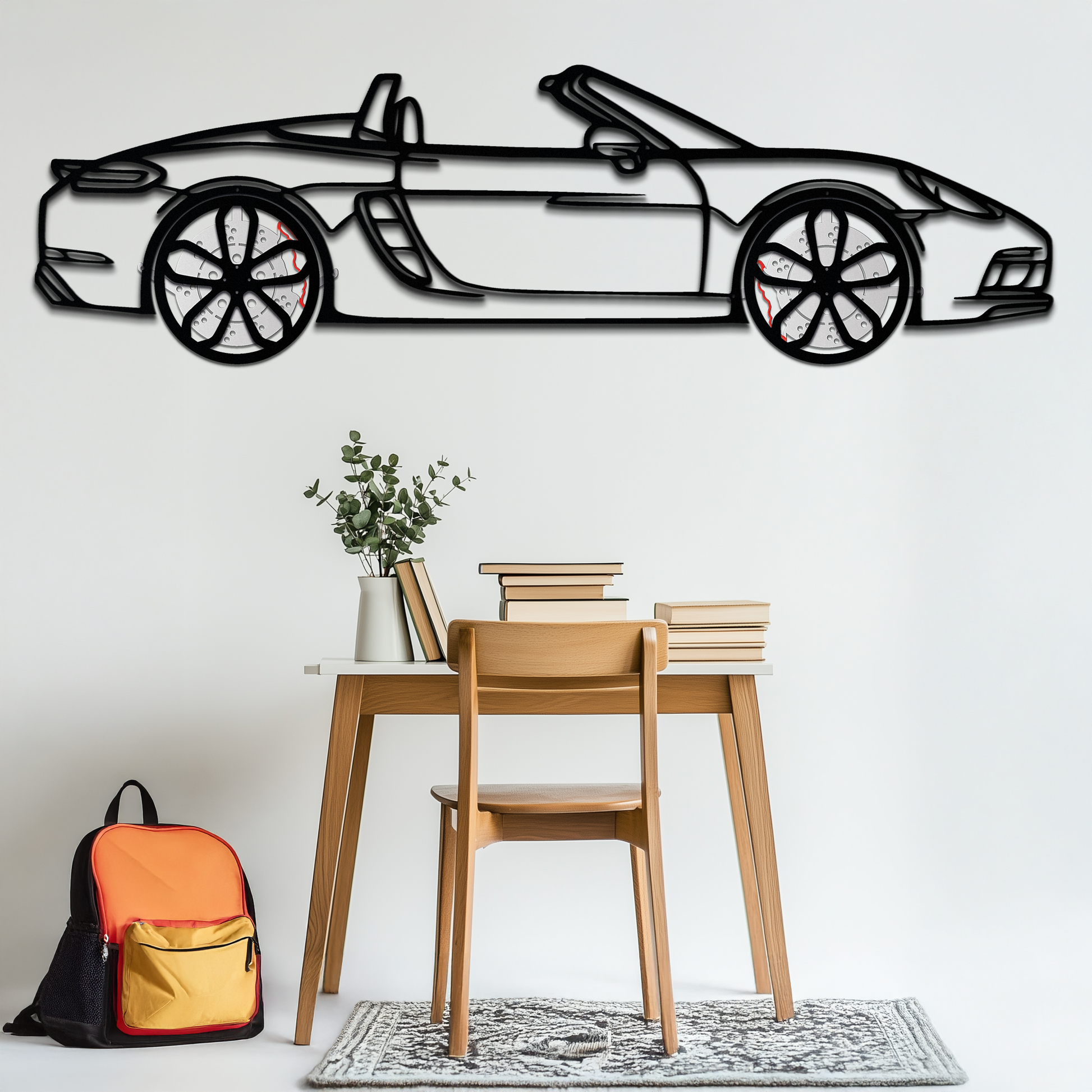 Porsche 718 Boxster GTS Metal Wall Art – Rotating Wheels – Luxury Car Silhouette Decor,KAFMEKA053 - Tampa Home & Garden Store