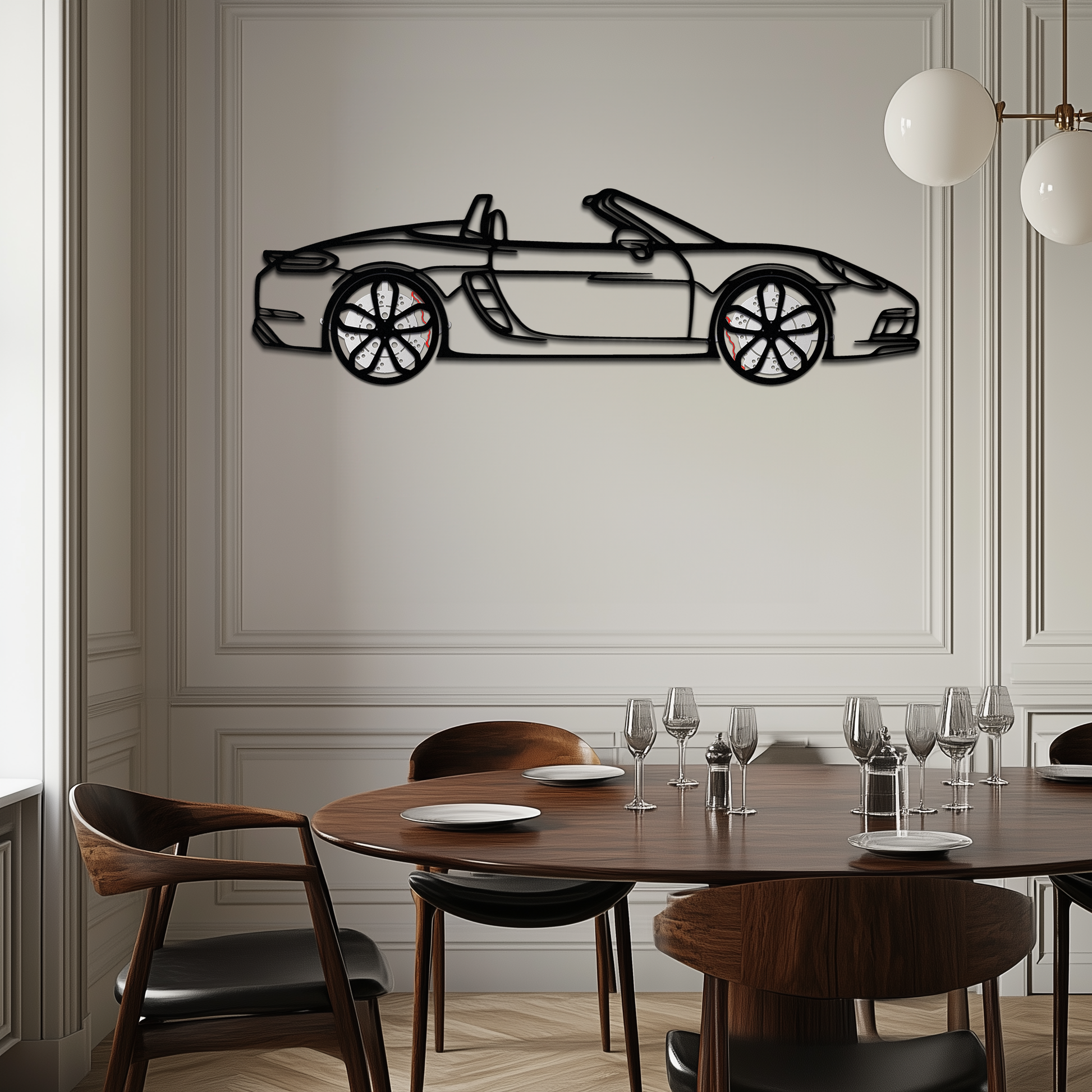 Porsche 718 Boxster GTS Metal Wall Art – Rotating Wheels – Luxury Car Silhouette Decor,KAFMEKA053 - Tampa Home & Garden Store