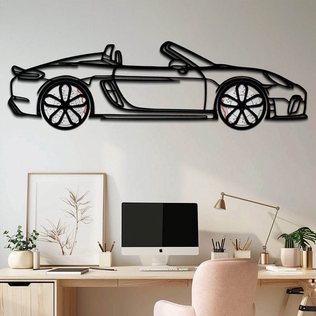 Porsche 718 Spyder Metal Wall Art – Rotating Wheel Car Silhouette Decor for Garage & Gifts,KAFMEKA054 - Tampa Home & Garden Store