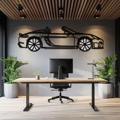 Porsche 718 Spyder Metal Wall Art – Rotating Wheel Car Silhouette Decor for Garage & Gifts,KAFMEKA054 - Tampa Home & Garden Store