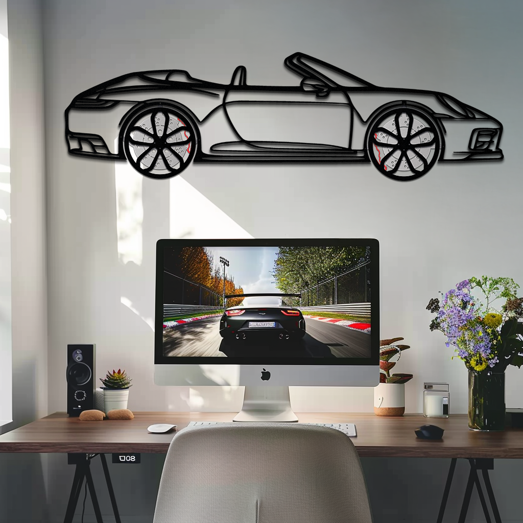 Porsche 911 (992) Convertible Silhouette Metal Wall Art – Rotating Wheel Luxury Car Decor Gift 🌟🏎️,KAFMEKA057 - Tampa Home & Garden Store