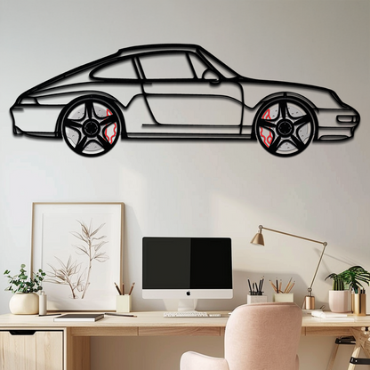 Porsche 911 (993) Silhouette Metal Wall Art – Classic Sports Car Décor with Rotating Wheels 🏁🔥,KAFMEKA058 - Tampa Home & Garden Store