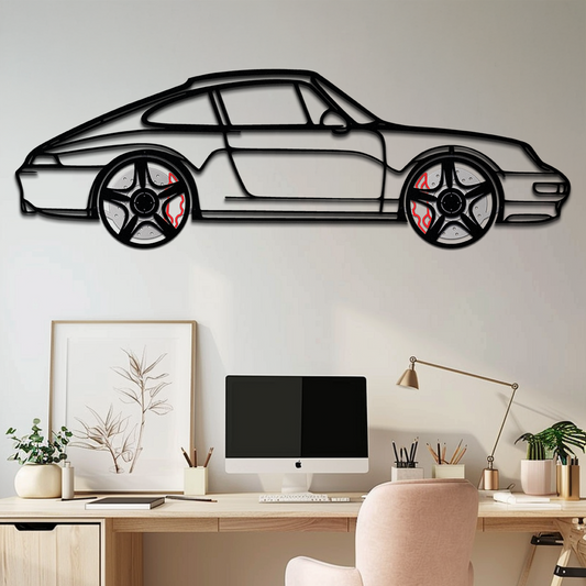 Porsche 911 (993) Silhouette Metal Wall Art – Classic Sports Car Décor with Rotating Wheels 🏁🔥,KAFMEKA058 - Tampa Home & Garden Store