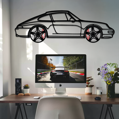 Porsche 911 (993) Silhouette Metal Wall Art – Classic Sports Car Décor with Rotating Wheels 🏁🔥,KAFMEKA058 - Tampa Home & Garden Store
