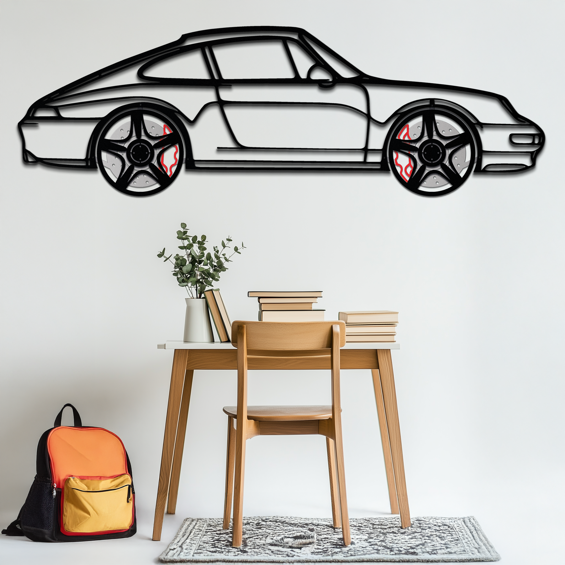Porsche 911 (993) Silhouette Metal Wall Art – Classic Sports Car Décor with Rotating Wheels 🏁🔥,KAFMEKA058 - Tampa Home & Garden Store