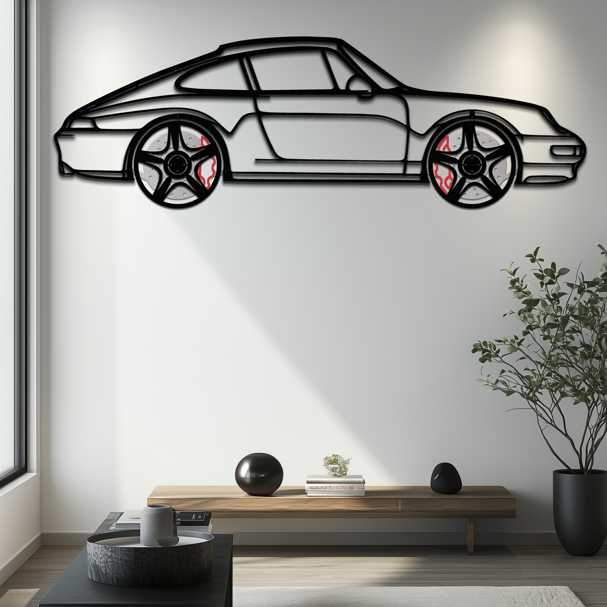Porsche 911 (993) Silhouette Metal Wall Art – Classic Sports Car Décor with Rotating Wheels 🏁🔥,KAFMEKA058 - Tampa Home & Garden Store
