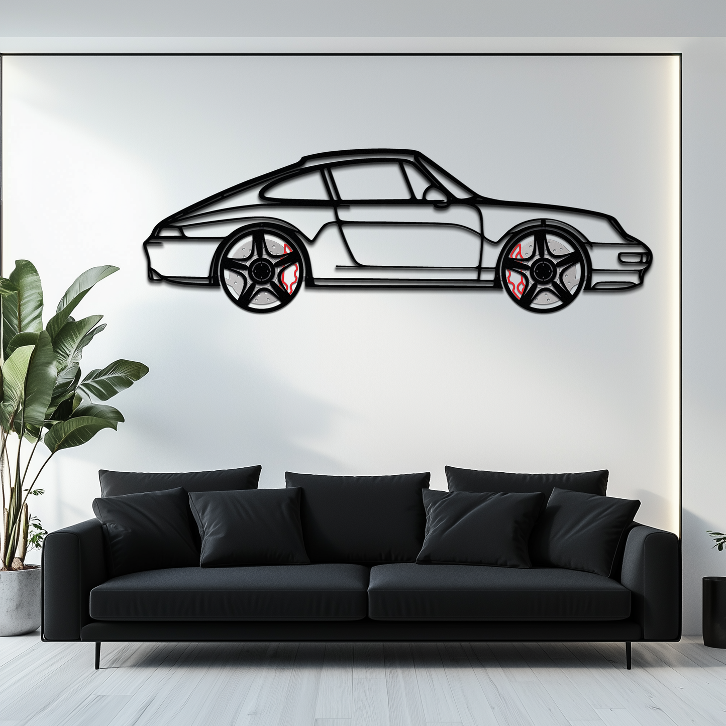 Porsche 911 (993) Silhouette Metal Wall Art – Classic Sports Car Décor with Rotating Wheels 🏁🔥,KAFMEKA058 - Tampa Home & Garden Store