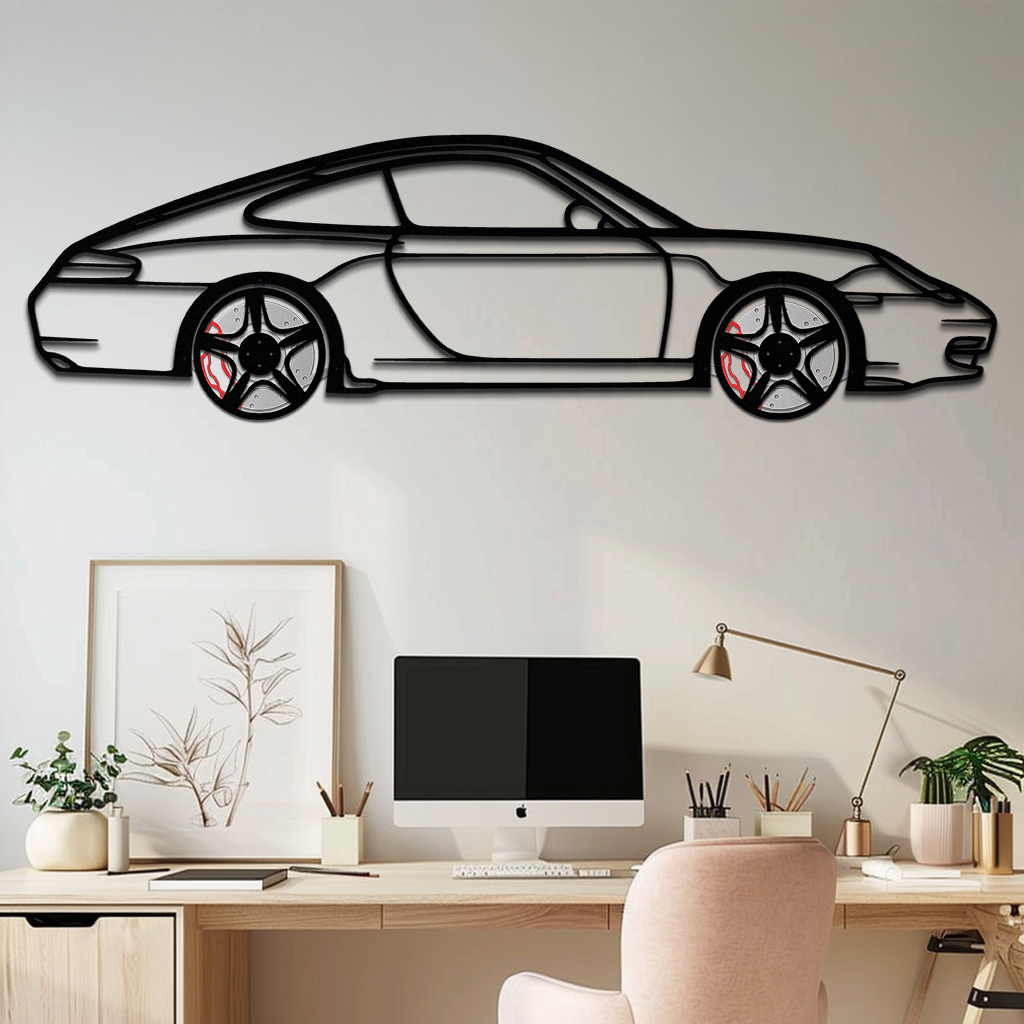 Porsche 911 (996) Silhouette Metal Wall Art – Modern Classic Décor with Rotating Wheels 🏁🔥,KAFMEKA059 - Tampa Home & Garden Store