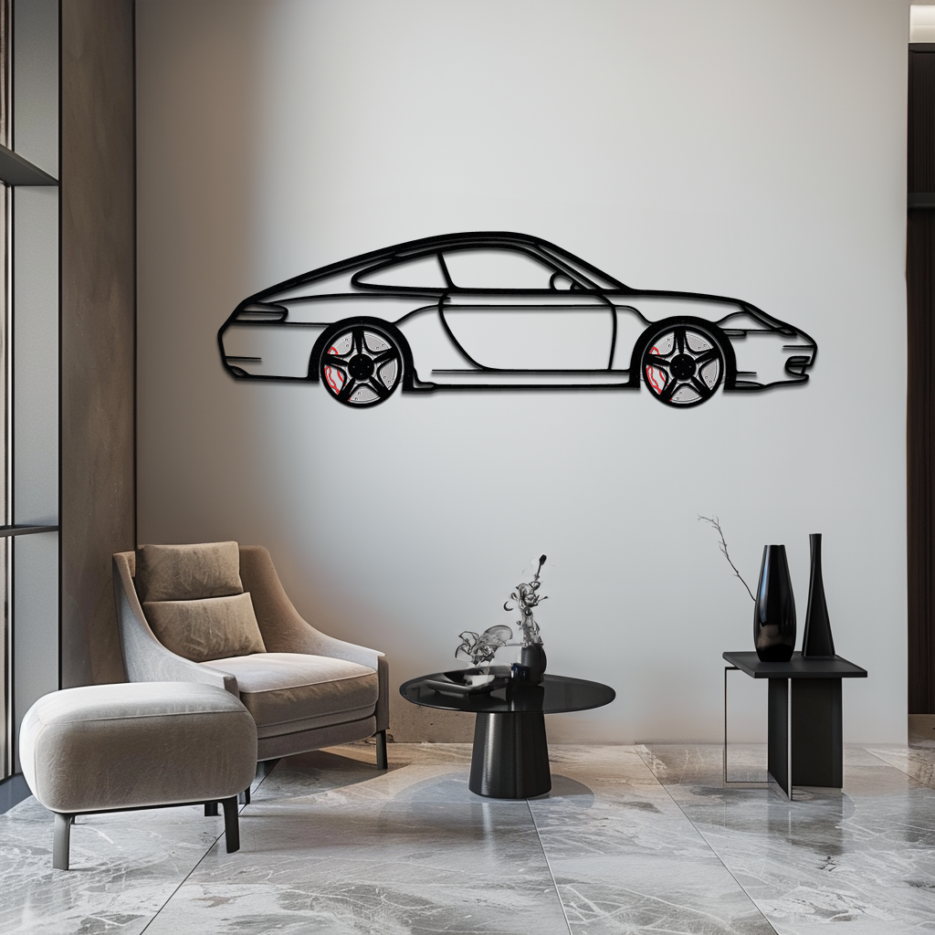 Porsche 911 (996) Silhouette Metal Wall Art – Modern Classic Décor with Rotating Wheels 🏁🔥,KAFMEKA059 - Tampa Home & Garden Store