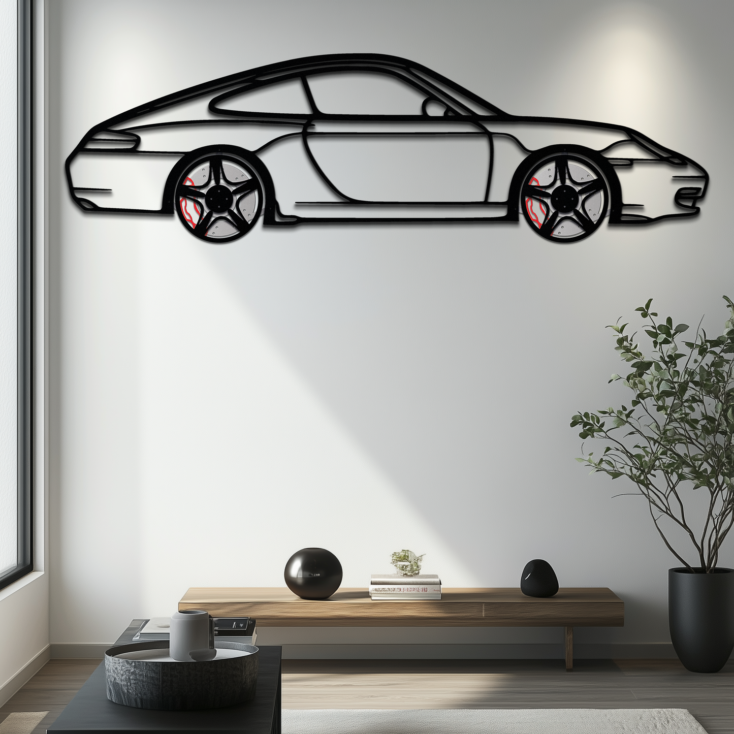 Porsche 911 (996) Silhouette Metal Wall Art – Modern Classic Décor with Rotating Wheels 🏁🔥,KAFMEKA059 - Tampa Home & Garden Store