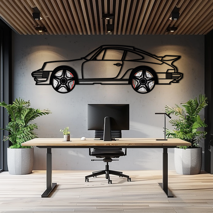 Porsche 911 Classic Metal Wall Art – Rotating Wheel Automotive Silhouette, Premium Gift for Car Lovers- KAFMEKA049 - Tampa Home & Garden Store
