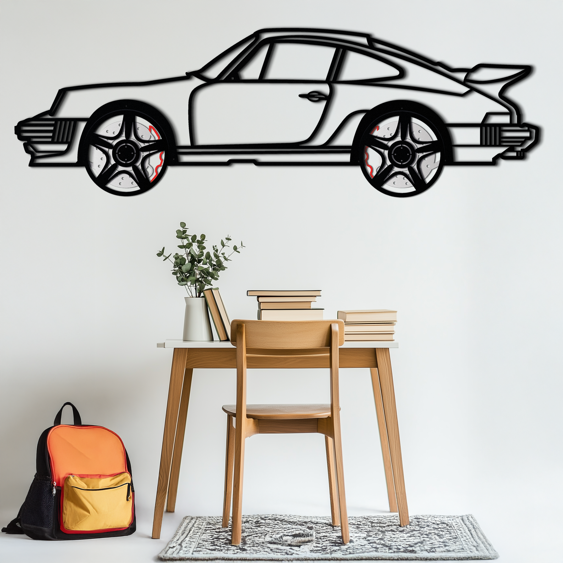 Porsche 911 Classic Metal Wall Art – Rotating Wheel Automotive Silhouette, Premium Gift for Car Lovers- KAFMEKA049 - Tampa Home & Garden Store
