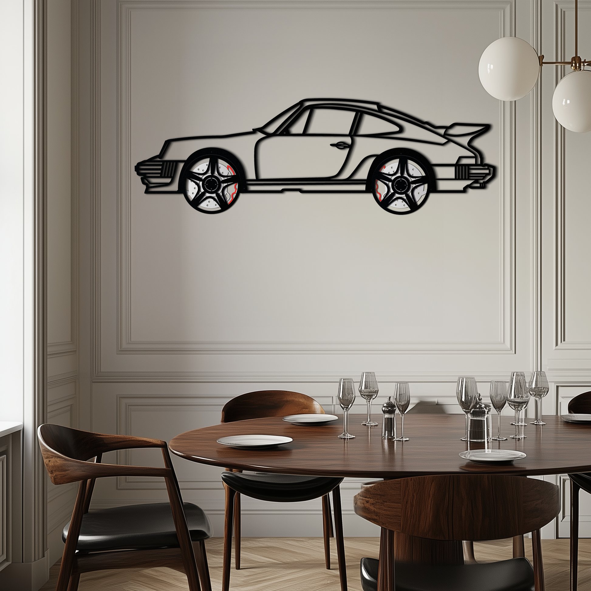 Porsche 911 Classic Metal Wall Art – Rotating Wheel Automotive Silhouette, Premium Gift for Car Lovers- KAFMEKA049 - Tampa Home & Garden Store
