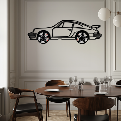 Porsche 911 Classic Metal Wall Art – Rotating Wheel Automotive Silhouette, Premium Gift for Car Lovers- KAFMEKA049 - Tampa Home & Garden Store