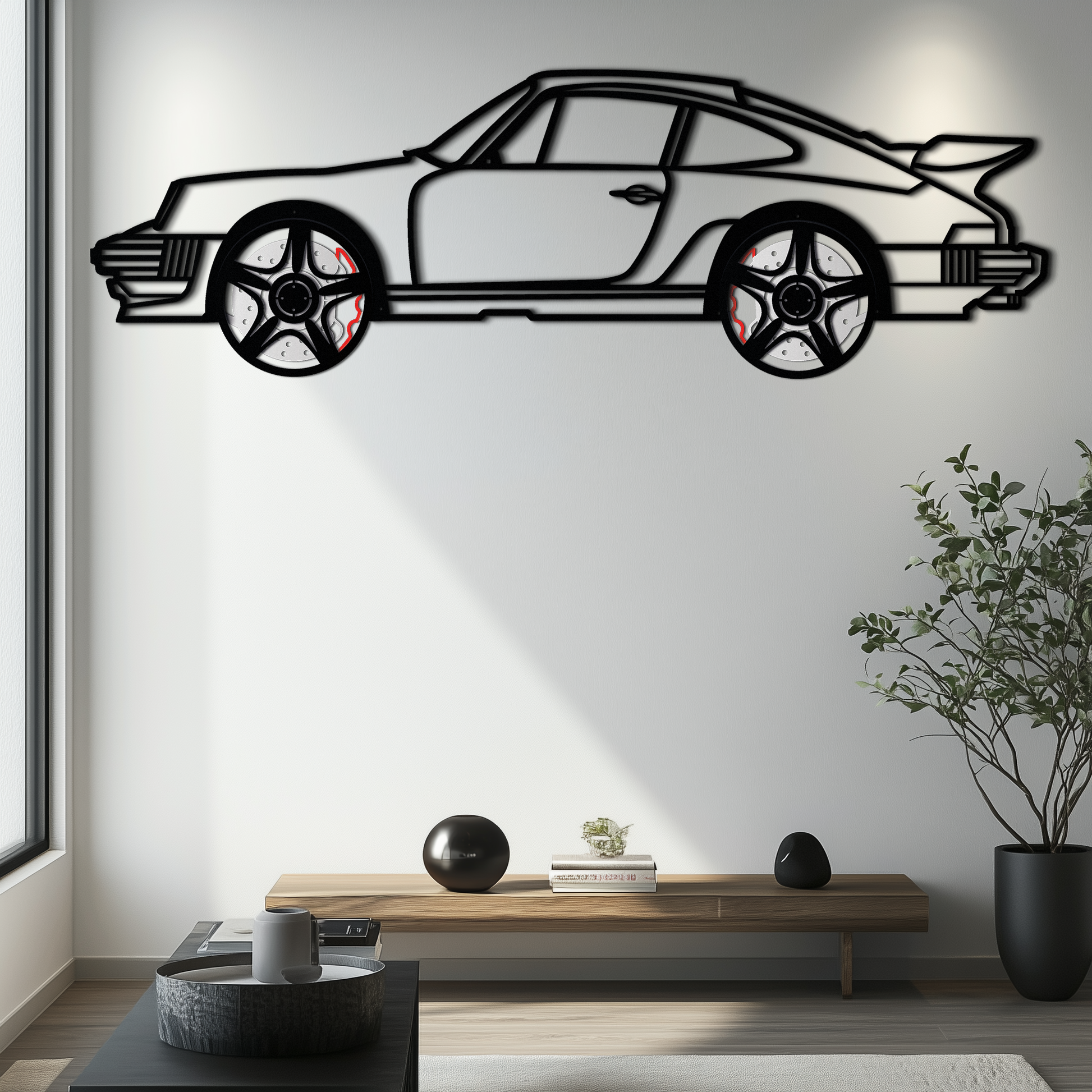 Porsche 911 Classic Metal Wall Art – Rotating Wheel Automotive Silhouette, Premium Gift for Car Lovers- KAFMEKA049 - Tampa Home & Garden Store