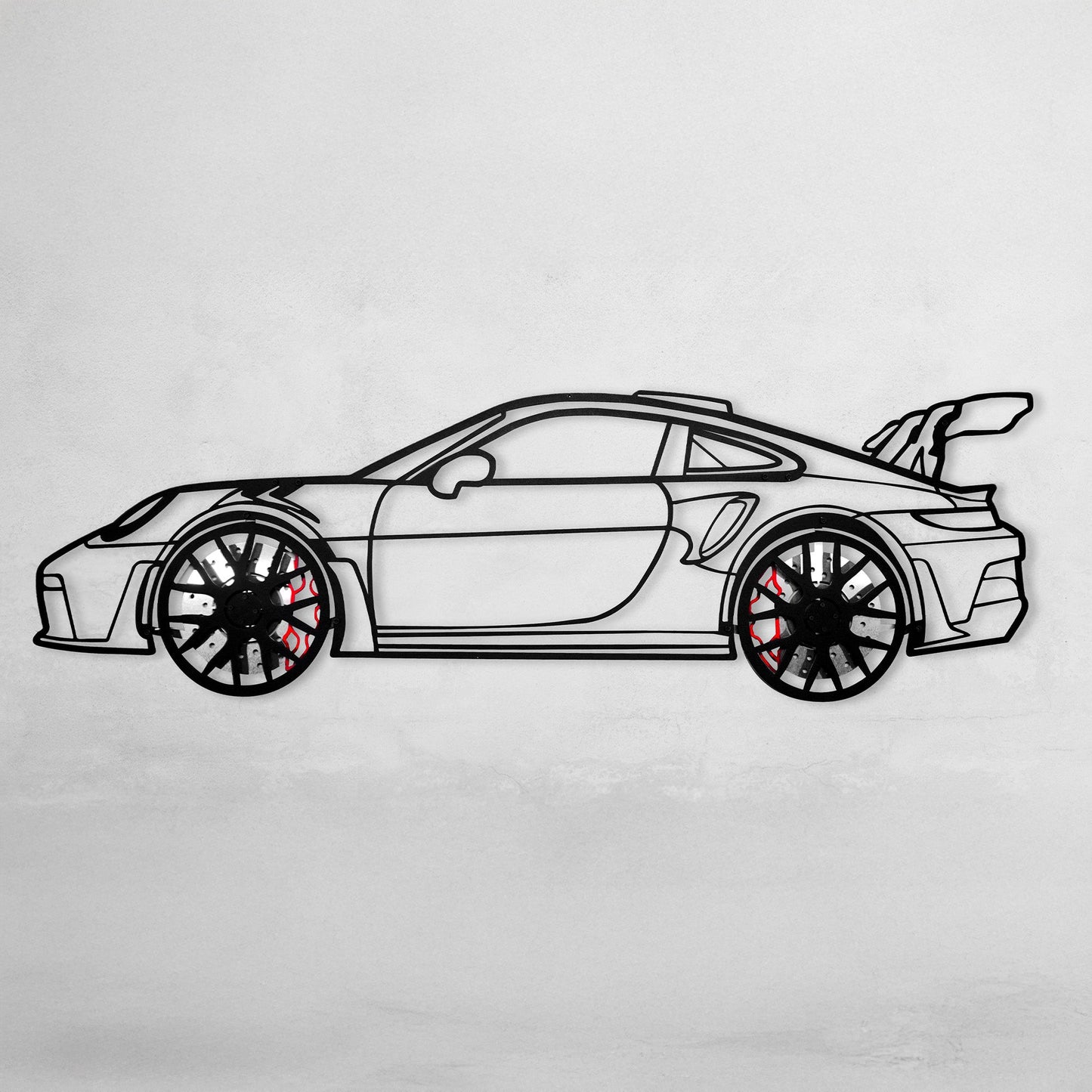 Porsche 911 GT Wall Art – Steel Silhouette with Spinning Wheels-KAFMEKA037 - Tampa Home & Garden Store
