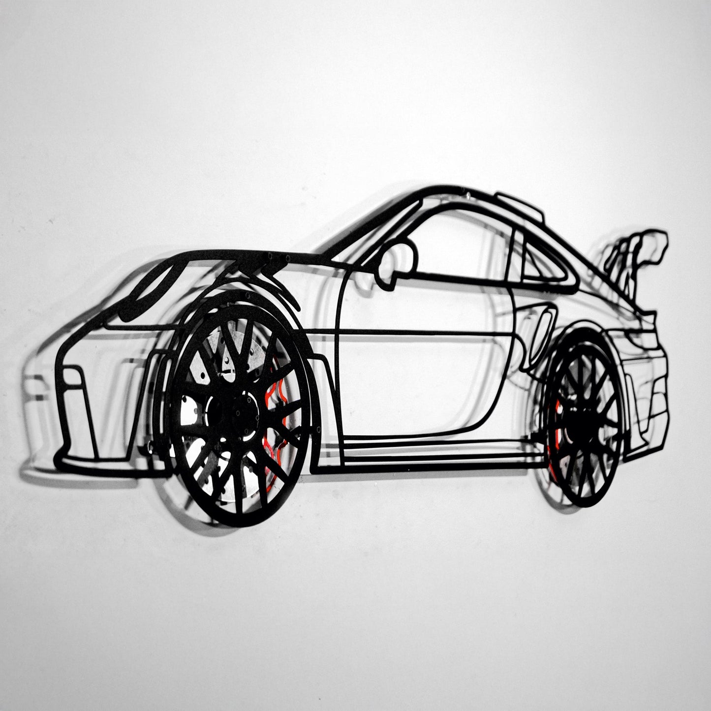 Porsche 911 GT Wall Art – Steel Silhouette with Spinning Wheels-KAFMEKA037 - Tampa Home & Garden Store