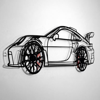 Porsche 911 GT Wall Art – Steel Silhouette with Spinning Wheels-KAFMEKA037 - Tampa Home & Garden Store