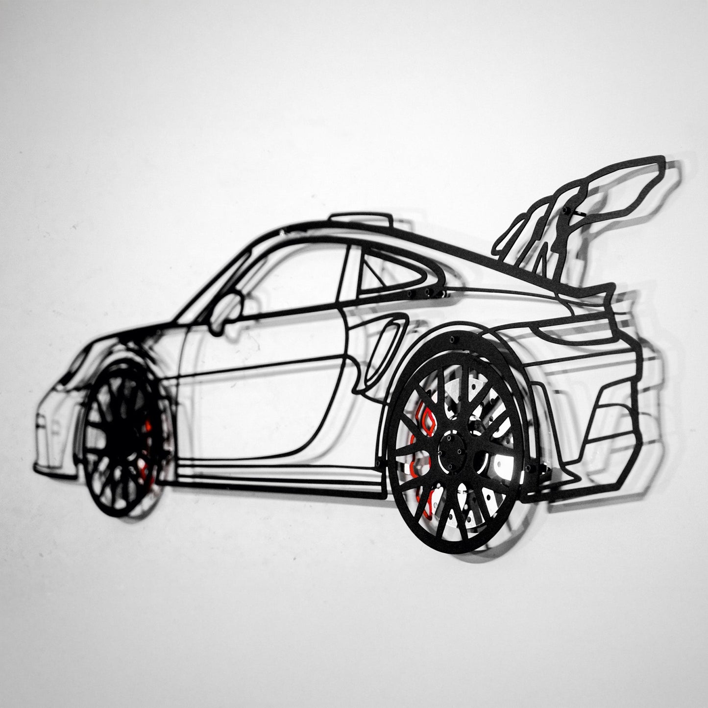 Porsche 911 GT Wall Art – Steel Silhouette with Spinning Wheels-KAFMEKA037 - Tampa Home & Garden Store